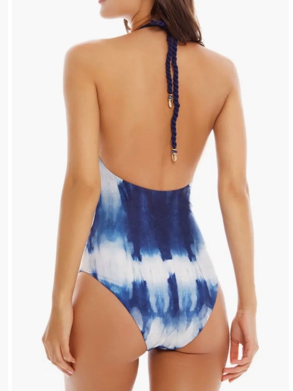 Cosita Linda NWT Swim Tie Dye Blue One Piece Size XL Shell Accent Swim Suit - Picture 2 of 7